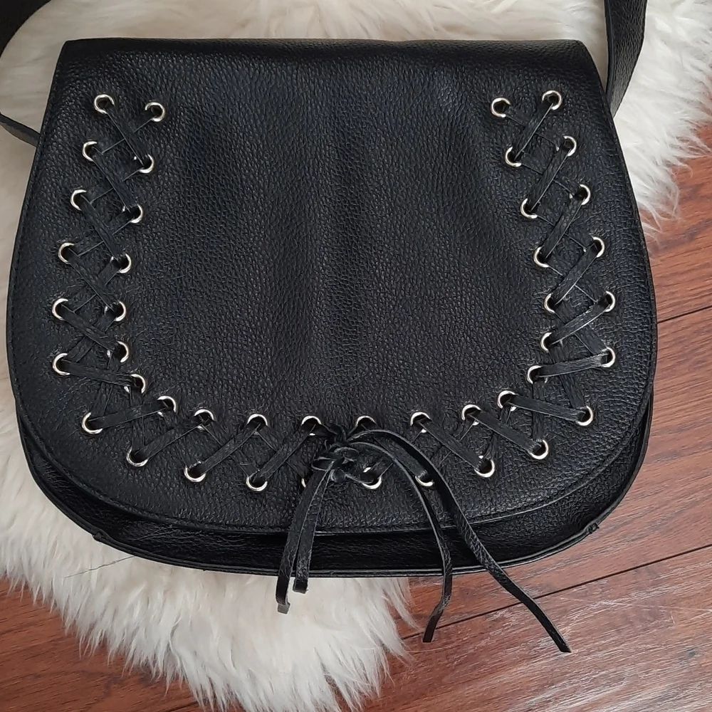 Violetta Pebble Leather Saddle Large Crossbody Shouder Bag - Picture 3 of 8